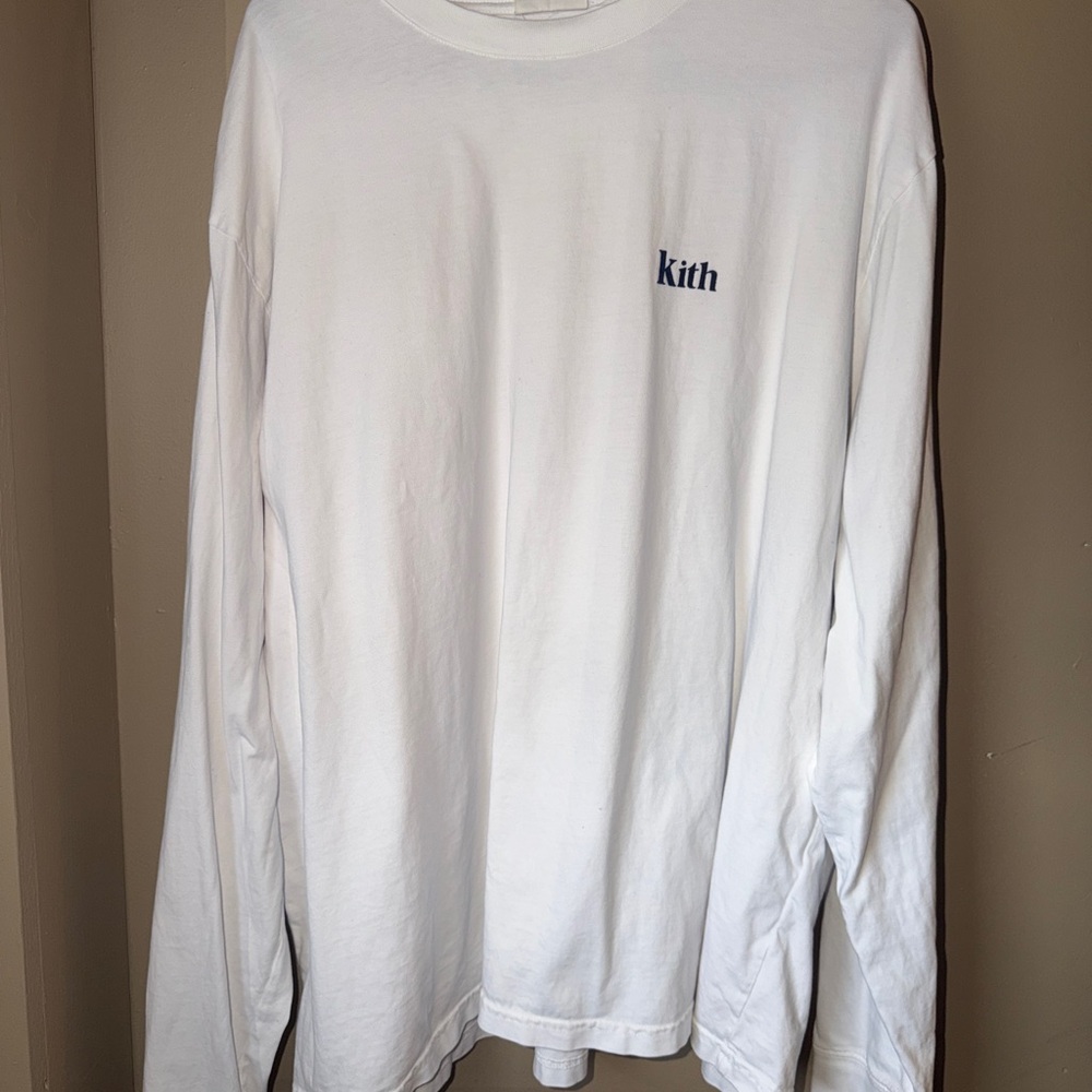 Kith White Long Sleeve Tee with Navy Tag